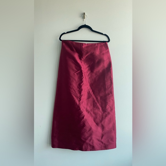 Talbots Burgundy Silk/Wool Blend Skirt - Picture 3 of 6
